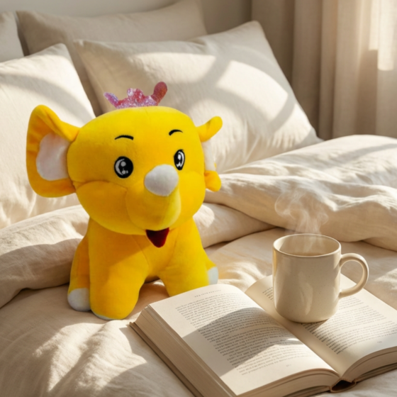 Handmade Yellow Elephant Plushie Toy