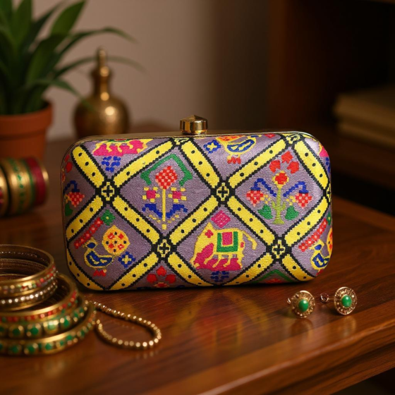 Block-Print Clutch for Women