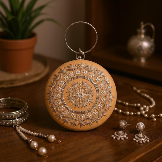 Party Wear Designer Round Clutch