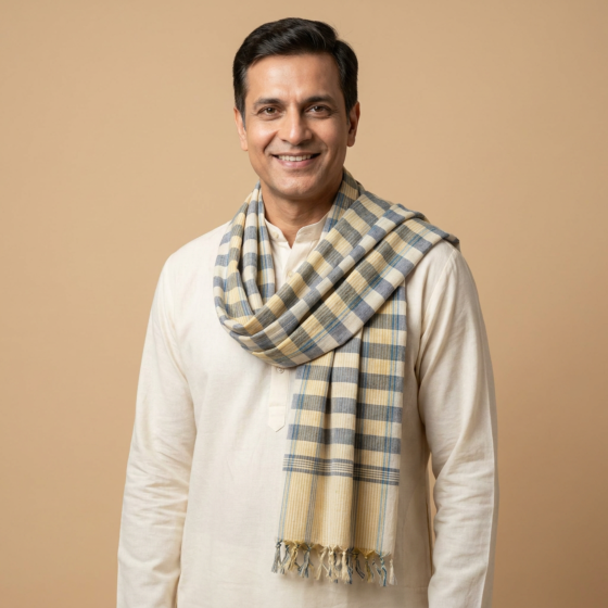 Handloom Pure Cotton Striped Gamcha | Grey & Cream