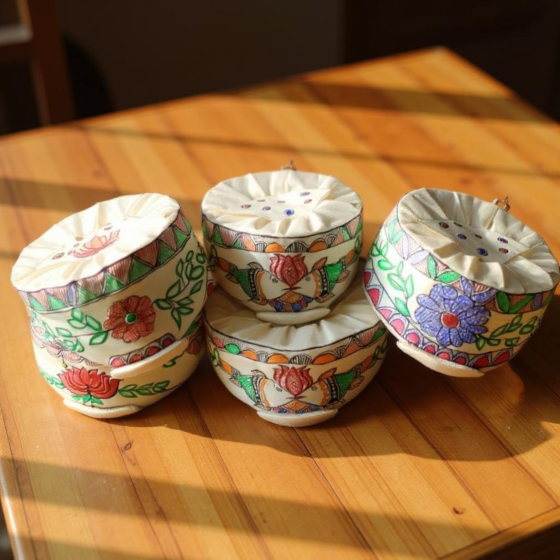 Handmade Madhubani Painting Silk Paag