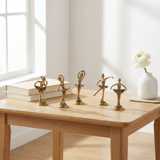 Brass Musical Lady Set of 5 Figurines KBH07404