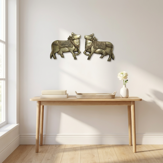 Brass Cow Wall Hanging Set KBH09224