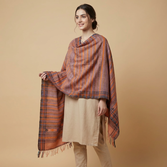 Handwoven Merino Wool Kutch Stole