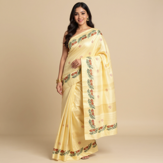 Handloom Tussar Saree | Beige Colour