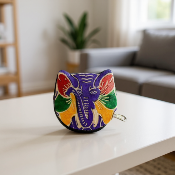 Colorful Leather Small Coin Purse | Elephant Design