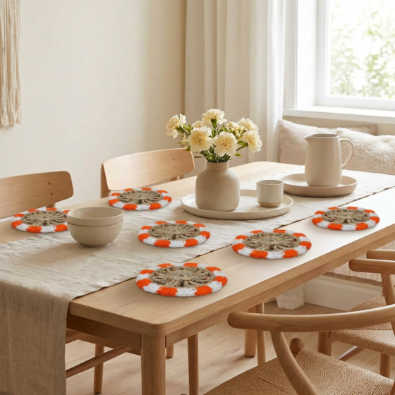 Handcrafted Jute Tea Coasters | Set of 6