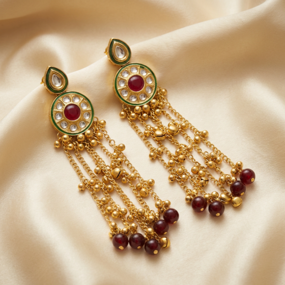 Handcrafted Kundan Dangling Kashmiri Earrings