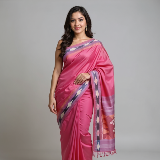 Ponnur Tie&Dye Cotton Sarees-Pink