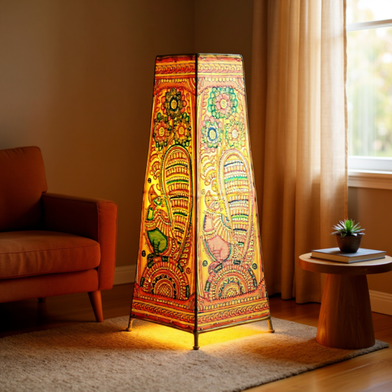 Handmade Decorative Floor Lamp - Yellow
