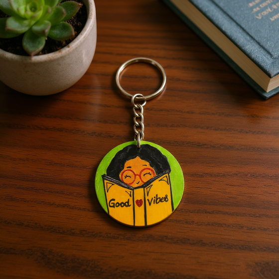 Hand-Painted Good Vibes Keychain