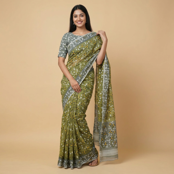 Modal by cotton jamdani saree