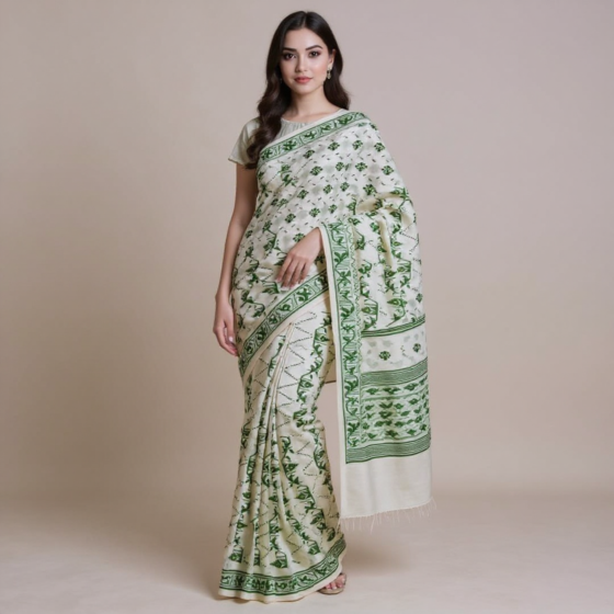 Bengal Soft Cotton Saree | White