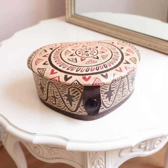 Genuine Leather Handcrafted Jewelry Box | Beige