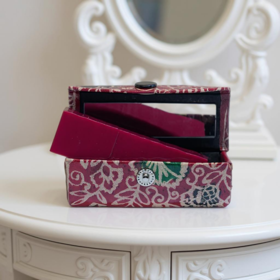 Handcrafted Leather Lipstick Case with Mirror