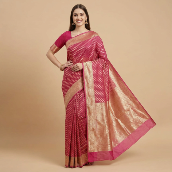 Pink Georgette Dana Butti Saree