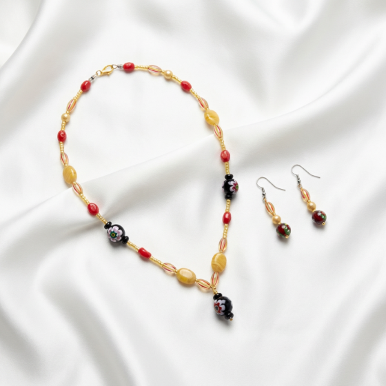 Handcrafted Glass Beaded Multicoloured Necklace