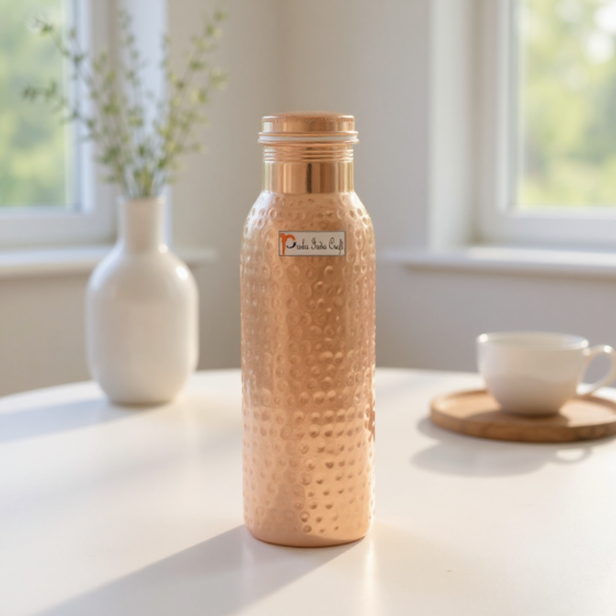 Pure Copper Water Bottle | Hammered Design | 900 ML