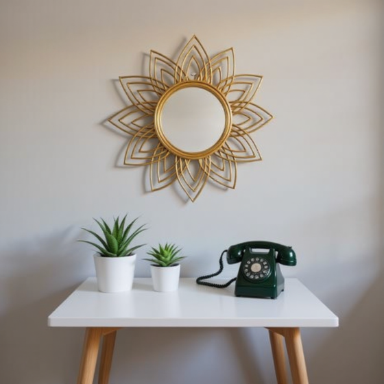 Bamboo Sunflower Design Mirror Cane Wall Mirror | 27 * 27 * 1.5 inches
