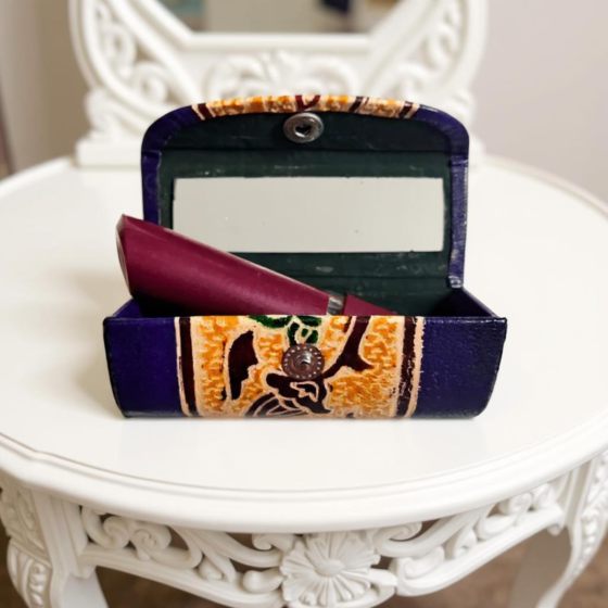 Handcrafted Leather Lipstick Case with Mirror