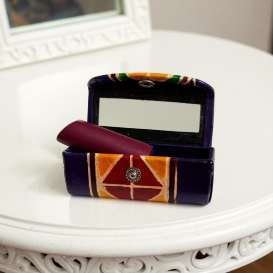 Handcrafted Leather Lipstick Case with Mirror
