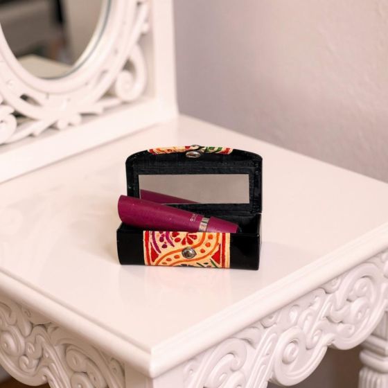 Handcrafted Leather Lipstick Case with Mirror