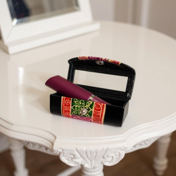 Handcrafted Leather Lipstick Case with Mirror