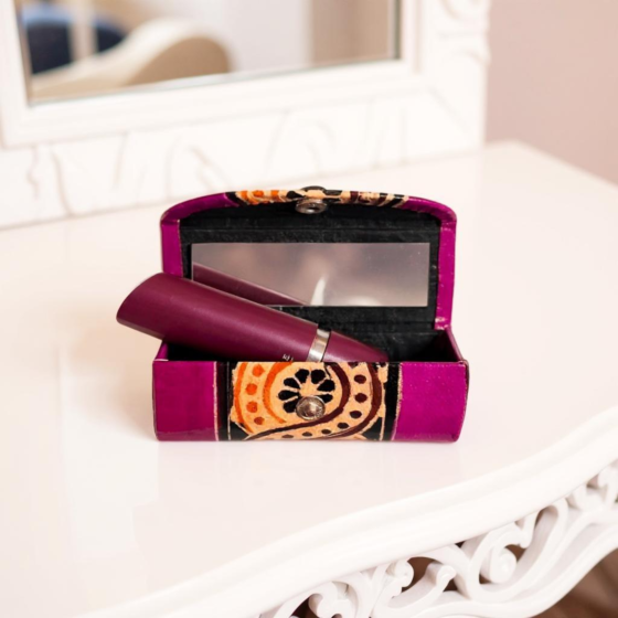 Handcrafted Leather Lipstick Case with Mirror