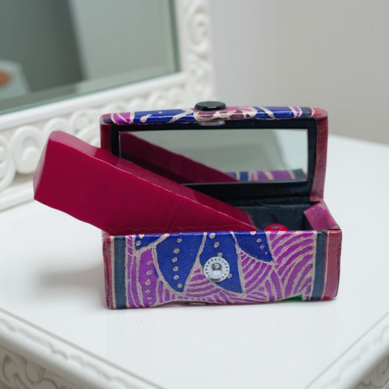Handcrafted Leather Lipstick Case with Mirror