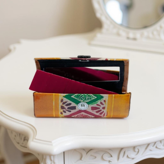 Handcrafted Leather Lipstick Case with Mirror