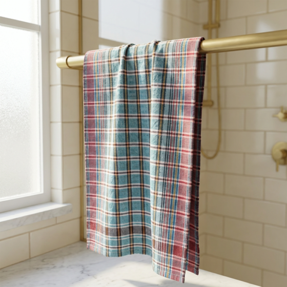 Handloom Cotton Green Checkered Towel