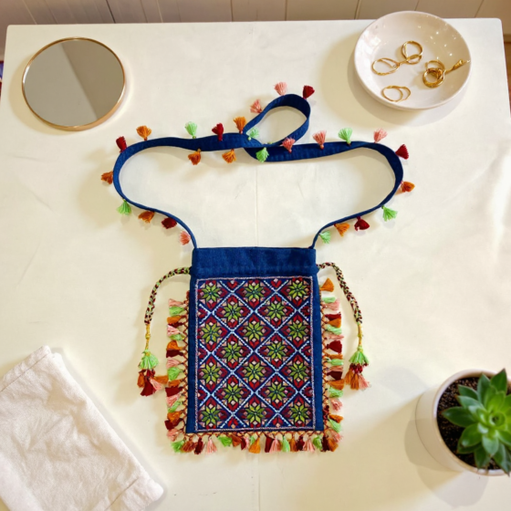 Mobile Pouch| Mobile Cover | Soof Embroidery | Blue