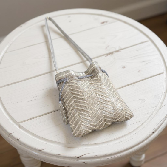 Embellished Designer Potli Bag | Silver