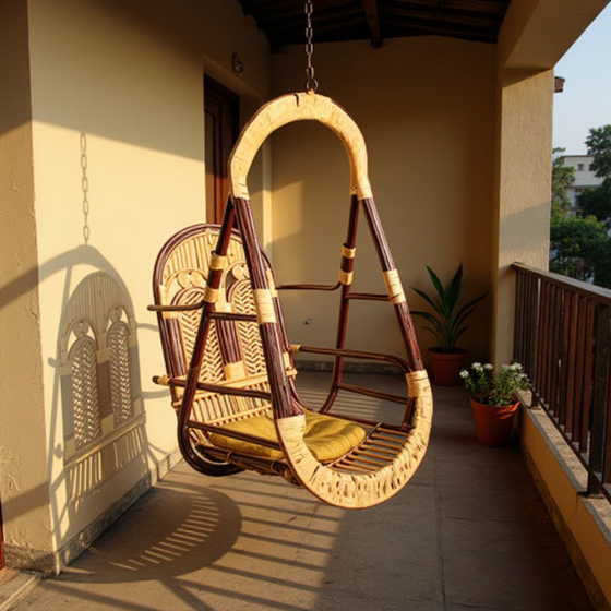 Heavy Weight Handmade Cane Swing (Brown)