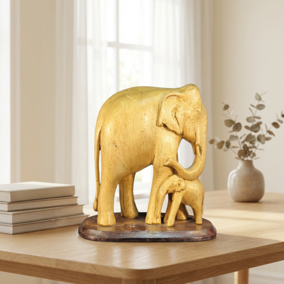 WOODEN ELEPHANT SHOWCASE