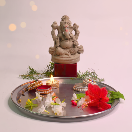 Handmade Clay Ganesha Idol | 1.5x2x2 Inches