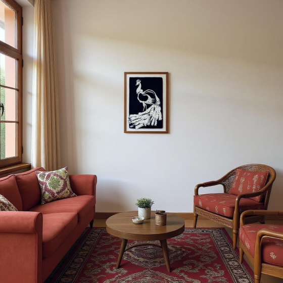 Handmade Fishscale Peacock Artwork