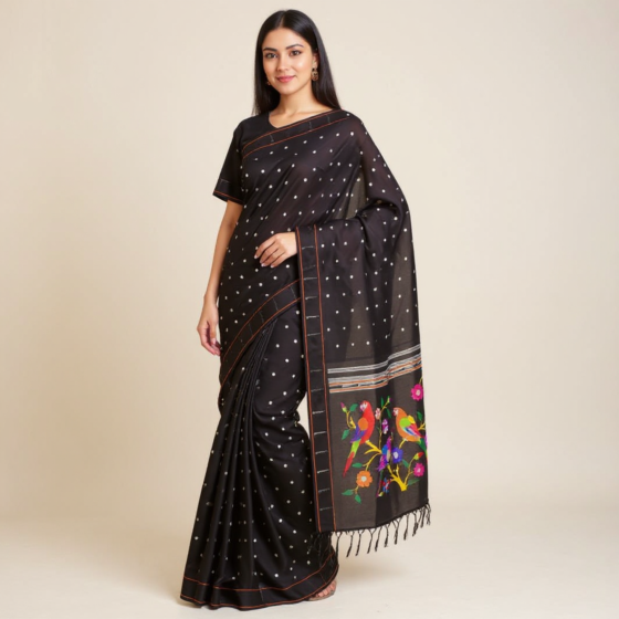 Handloom Paithani saree black