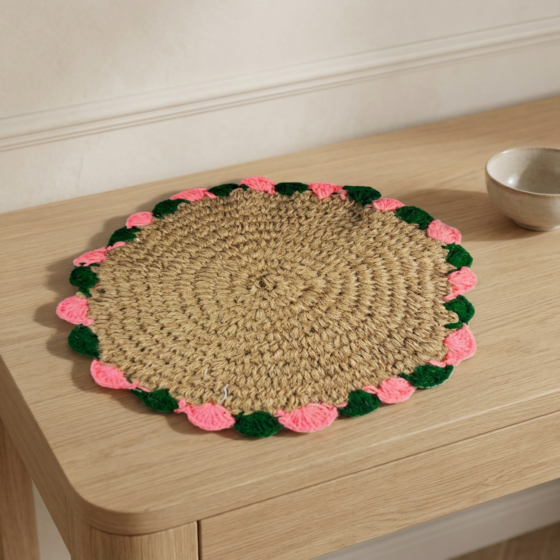 Handcrafted Jute Telephone Mat | 25x25x1 Inches