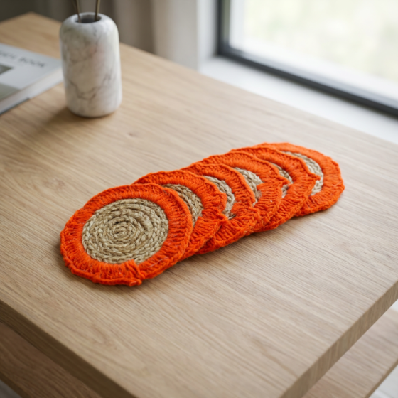 Handcrafted Jute Tea Coasters | Set of 6