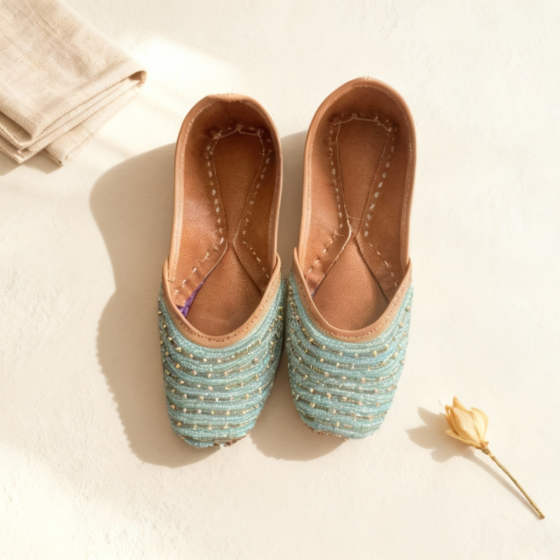 Sky Blue Patiala Punjabi Jutti