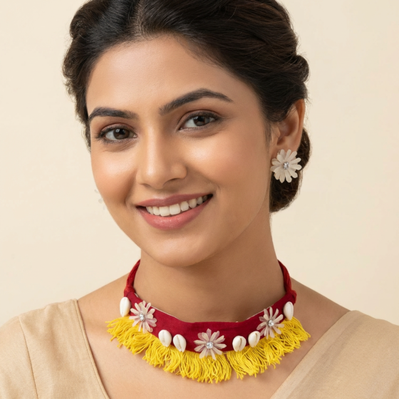 Handcrafted Fish Scale Necklace Set|Multicolour