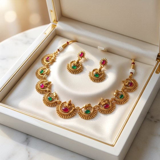 Handmade Temple Jewellery Necklace Set