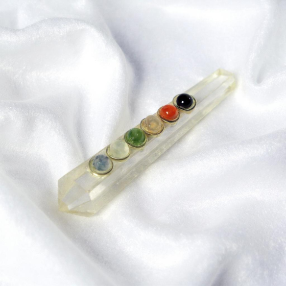 Handcrafted Seven Chakra Crystal Pencil | 10 x 1.5 x 10 cm