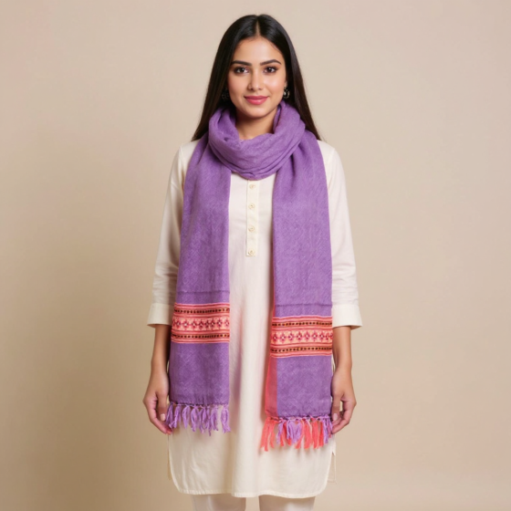 Handwoven Purple Kullu Wool Shawl
