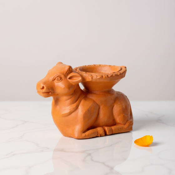 Nandi Terracotta Diya Holder