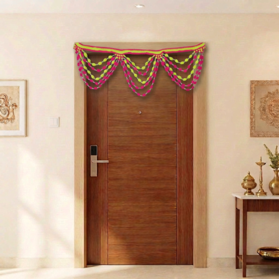 Handmade Door Hanging Woolen Toran|38X19 cms