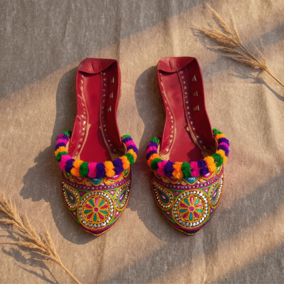 Embroidered Leather Jutti | Multicolour Jutti for Women