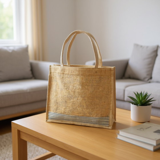 JUTE TWEED TOTE BAG
