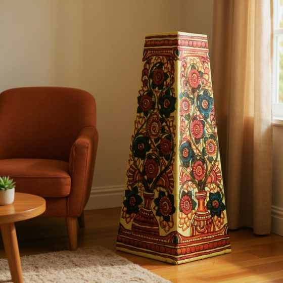 Handmade Flower Printed Floor Lamp 